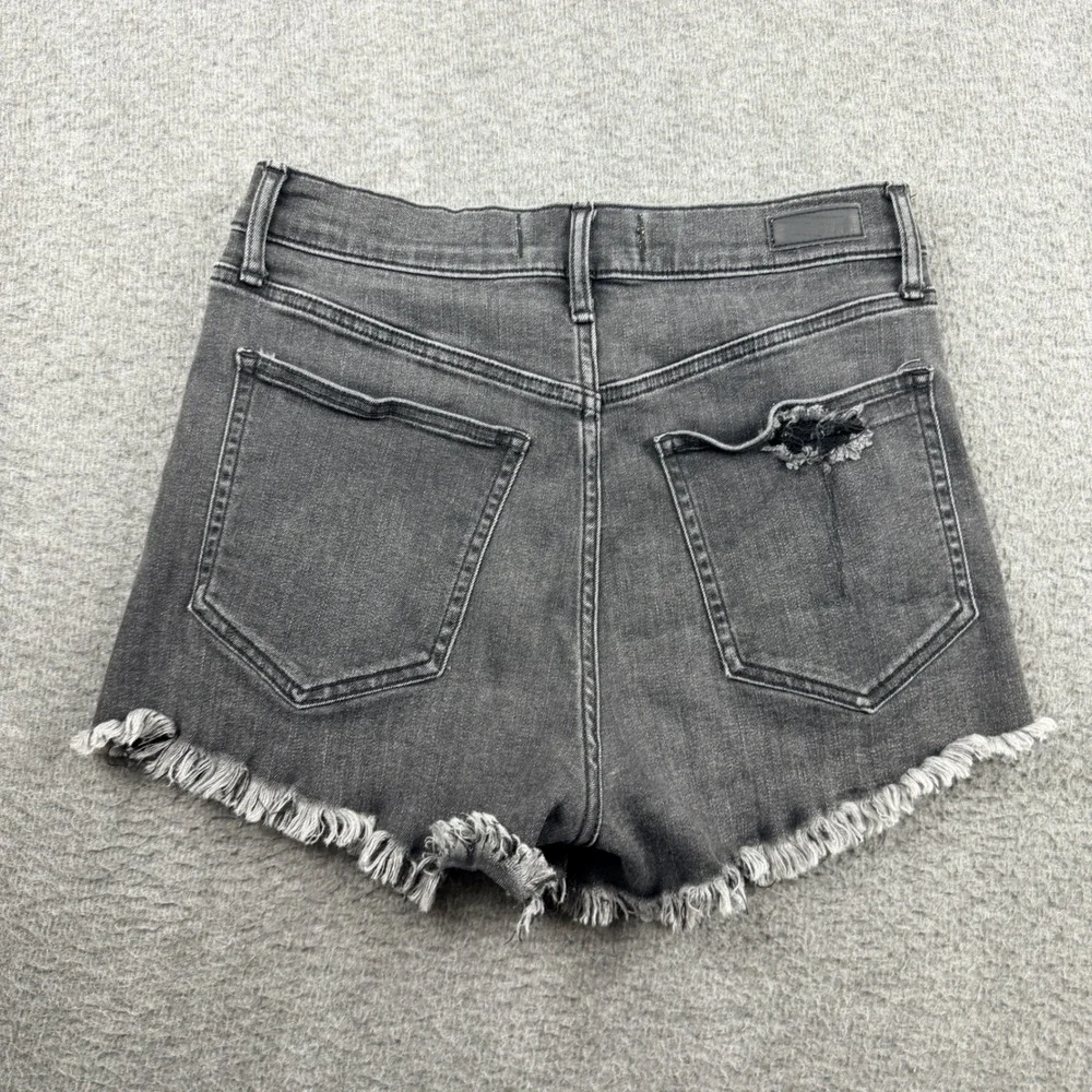 Abercrombie‎ & Fitch Women's 27 High Rise Distressed Denim Shorts Black Frayed